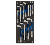 Inserções de espuma 1/3 com chaves de caixa sextavadas de tubo aberto - 11 pcs