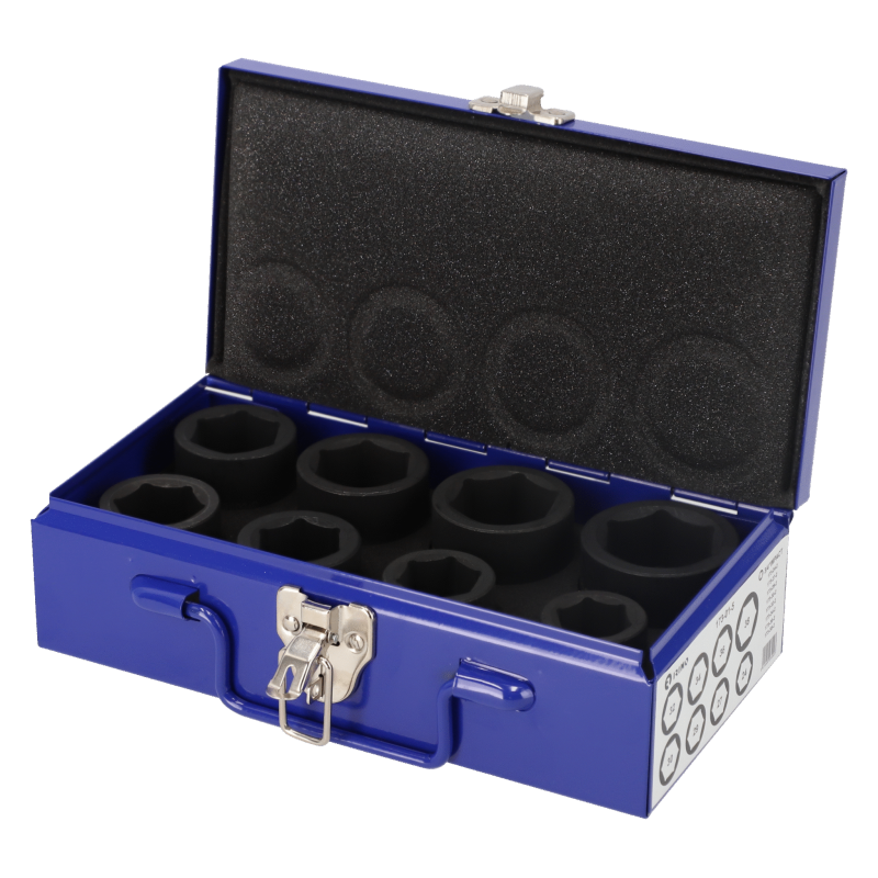 Caixa de metal com conjunto de chaves de impacto 3/4, 8 Pcs Caixa de metal com conjunto de chaves de impacto 3/4, 8 Pcs