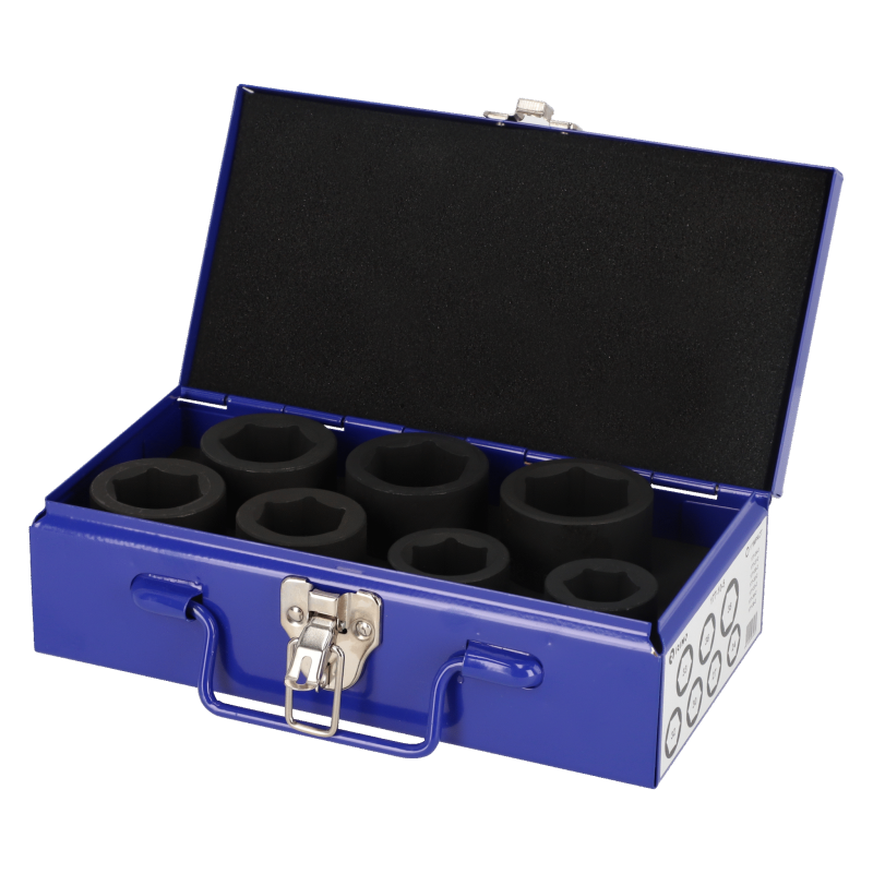 Conjunto de chaves de impacto de 1 7 pcs em caixa de metal Conjunto de chaves de impacto de 1 7 pcs em caixa de metal