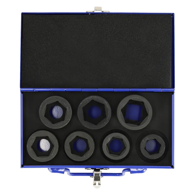 Conjunto de chaves de impacto de 1 7 pcs em caixa de metal Conjunto de chaves de impacto de 1 7 pcs em caixa de metal