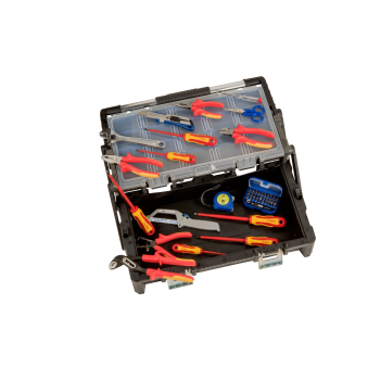 Caixa de plástico com 2 degraus e 48 ferramentas