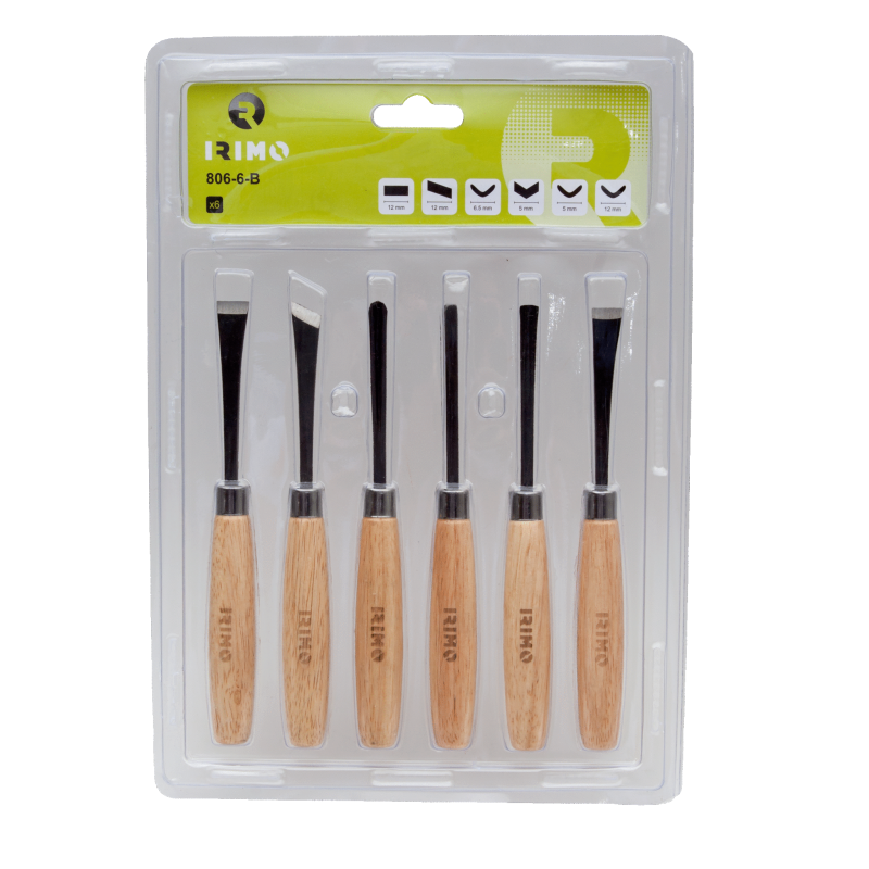 Conjunto de talhadeiras, 6 Pcs em polegadas numa embalagem de blister Conjunto de talhadeiras, 6 Pcs em polegadas numa embalagem de blister