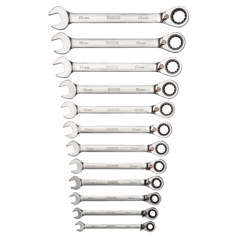 Conjunto de chaves de roquete combinadas, suporte 12 Pcs Conjunto de chaves de roquete combinadas, suporte 12 Pcs