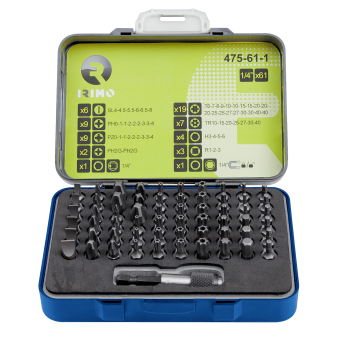 Conjunto de pontas 1/4 de 61 Pcs com adaptador, suporte para pontas Qr Conjunto de pontas 1/4 de 61 Pcs com adaptador, suporte para pontas Qr