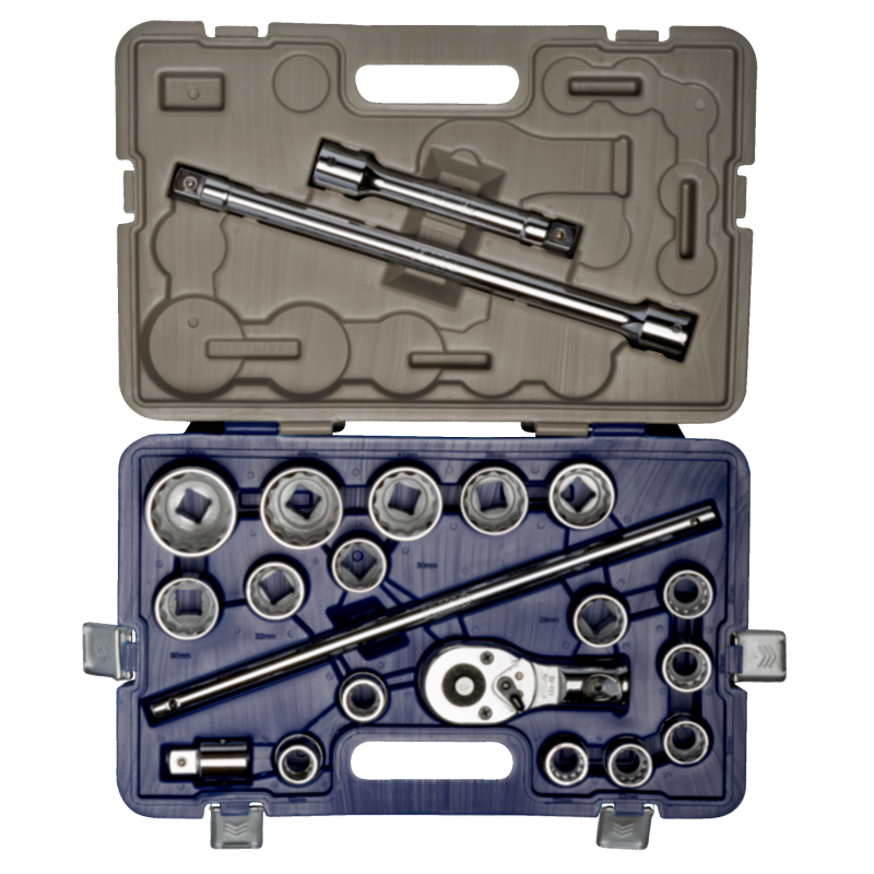 Conjunto de chaves de caixa 3/4 bi-sextavadas 21 pcs 19-50 mm Conjunto de chaves de caixa 3/4 bi-sextavadas 21 pcs 19-50 mm