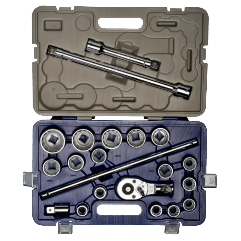 Conjunto de chaves de caixa 3/4 bi-sextavadas 21 pcs 19-50 mm Conjunto de chaves de caixa 3/4 bi-sextavadas 21 pcs 19-50 mm