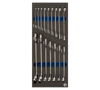 Inserções de espuma 1/3 com chaves de bocas combinadas - 16 pcs