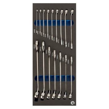 Inserções de espuma 1/3 com chaves de bocas combinadas - 16 pcs