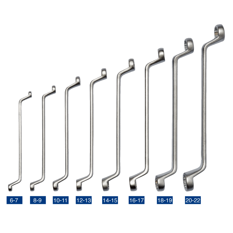 Conjunto de chaves de bocas de anéis de duplo deslocamento 6X7-20X22, suporte com 8 pcs Conjunto de chaves de bocas de anéis de duplo deslocamento 6X7-20X22, suporte com 8 pcs