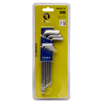 Suporte para chaves de esferas sextavadas cromadas, conjunto de 9 Pcs 1,5-10 mm Suporte para chaves de esferas sextavadas cromadas, conjunto de 9 Pcs 1,5-10 mm