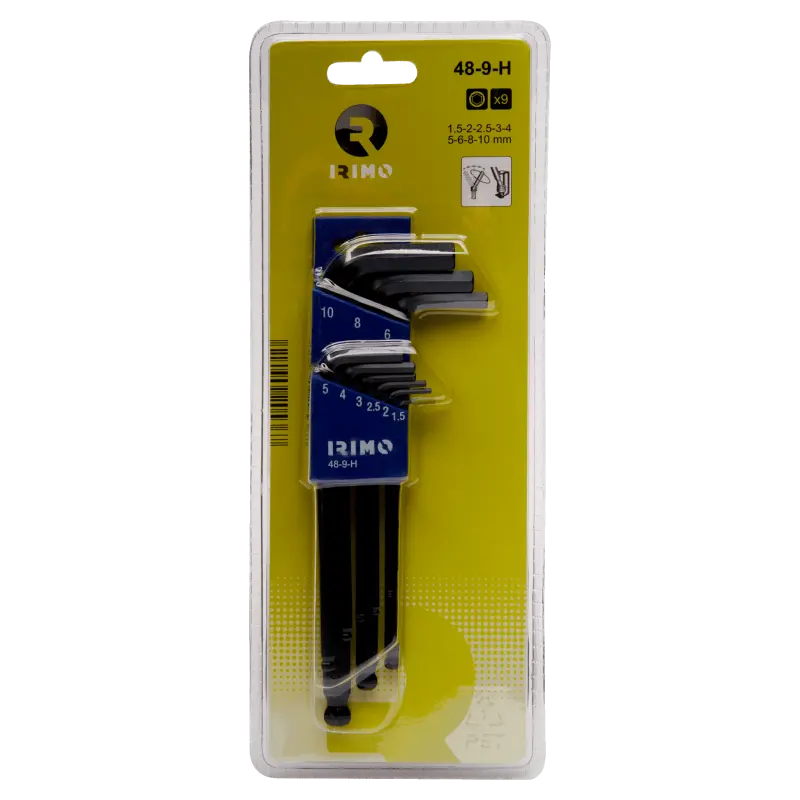 Suporte para chaves de esferas sextavadas, conjunto de 9 Pcs 1,5-10 mm Suporte para chaves de esferas sextavadas, conjunto de 9 Pcs 1,5-10 mm