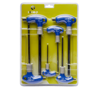 Chave sextavada com ponta esférica e pega em T, 6 Pcs