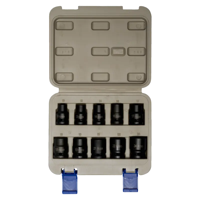 Conjunto de chaves de caixa de impacto de 1/2, 10 Pcs, caixa de plástico Conjunto de chaves de caixa de impacto de 1/2, 10 Pcs, caixa de plástico