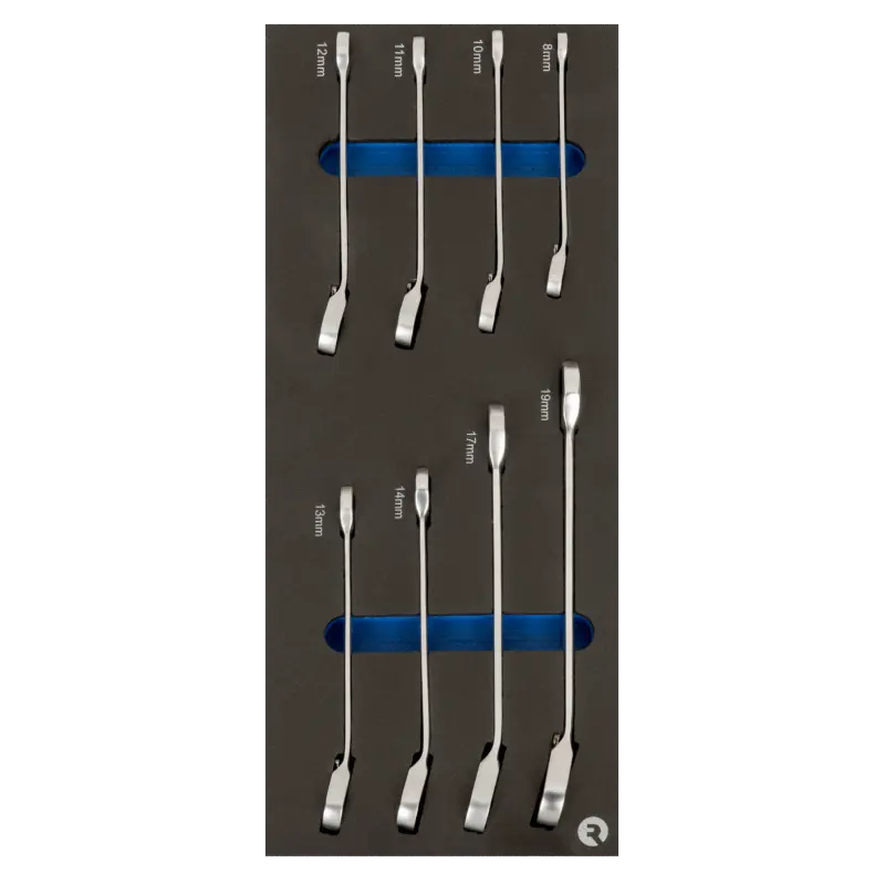 Inserções de espuma 1/3 com chaves de bocas e roquete combinadas - 8 pcs Inserções de espuma 1/3 com chaves de bocas e roquete combinadas - 8 pcs