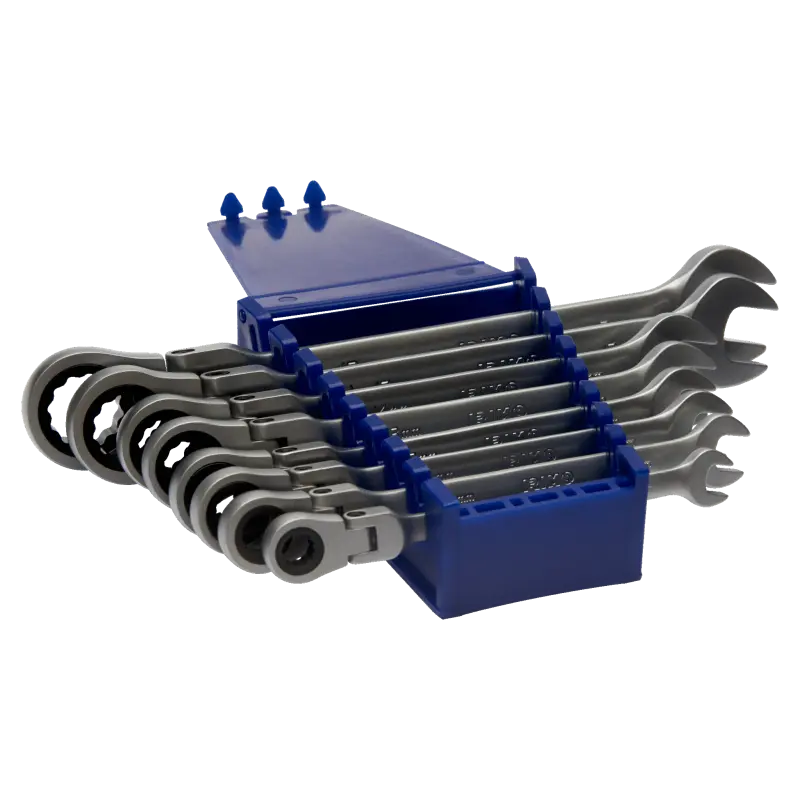Conjunto de chaves de roquete combinadas flexíveis, suporte 8 Pcs Conjunto de chaves de roquete combinadas flexíveis, suporte 8 Pcs