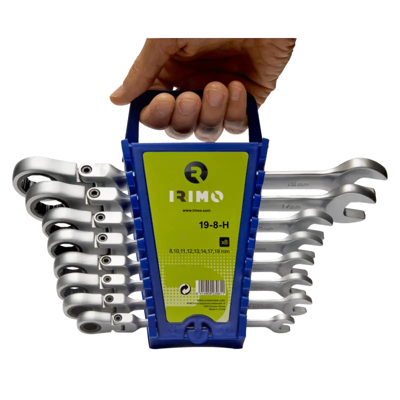 Conjunto de chaves de roquete combinadas flexíveis, suporte 8 Pcs Conjunto de chaves de roquete combinadas flexíveis, suporte 8 Pcs