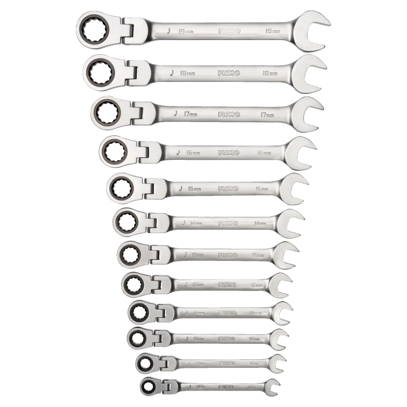 Conjunto de chaves de roquete combinadas de cabeça flexível, suporte 12 pcs Conjunto de chaves de roquete combinadas de cabeça flexível, suporte 12 pcs