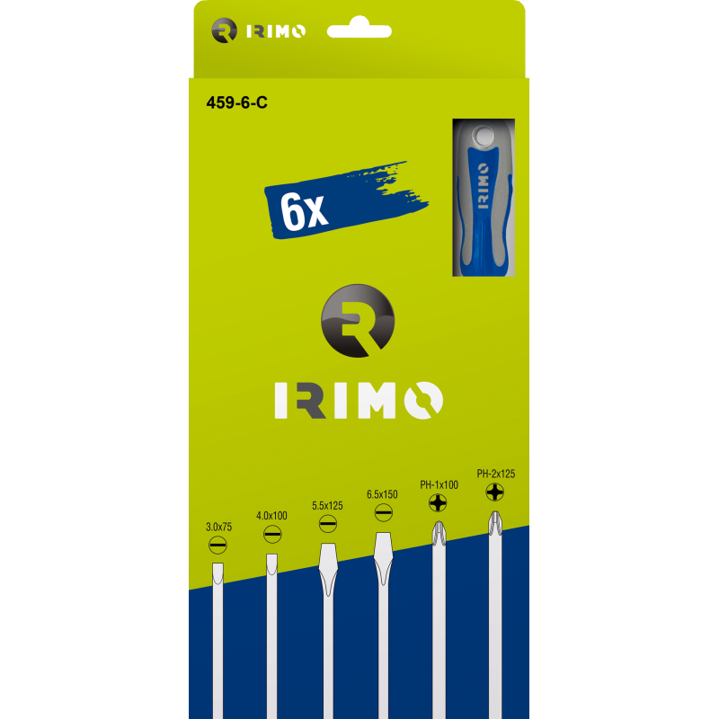 Conjunto de chaves de parafusos 6 Pcs, de fenda 3-4-5.5-6.5; Ph1-Ph2 Conjunto de chaves de parafusos 6 Pcs, de fenda 3-4-5.5-6.5; Ph1-Ph2