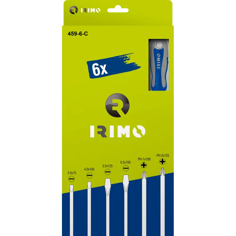 Conjunto de chaves de parafusos 6 Pcs, de fenda 3-4-5.5-6.5; Ph1-Ph2 Conjunto de chaves de parafusos 6 Pcs, de fenda 3-4-5.5-6.5; Ph1-Ph2