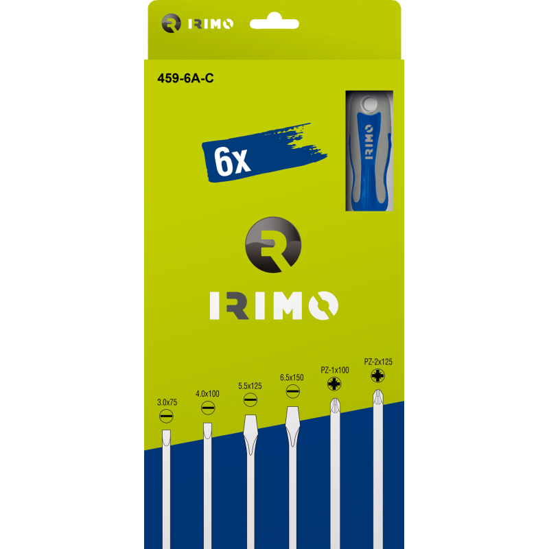 Conjunto de chaves de parafusos 6 Pcs, de fenda 3-4-5.5-6.5; Pz1-Pz2 Conjunto de chaves de parafusos 6 Pcs, de fenda 3-4-5.5-6.5; Pz1-Pz2