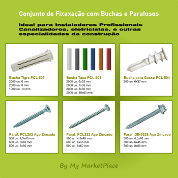 Conjunto Fixação Parafusos e Buchas