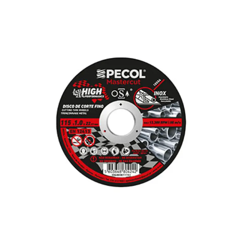 Disco de Corte Fino Inox High Performance 115x1 - PECOL Disco de Corte Fino Inox High Performance 115x1 - PECOL