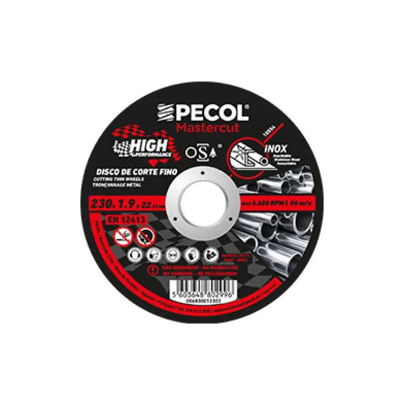 Disco de Corte Fino Inox High Performance 230x1,9 - PECOL Disco de Corte Fino Inox High Performance 230x1,9 - PECOL