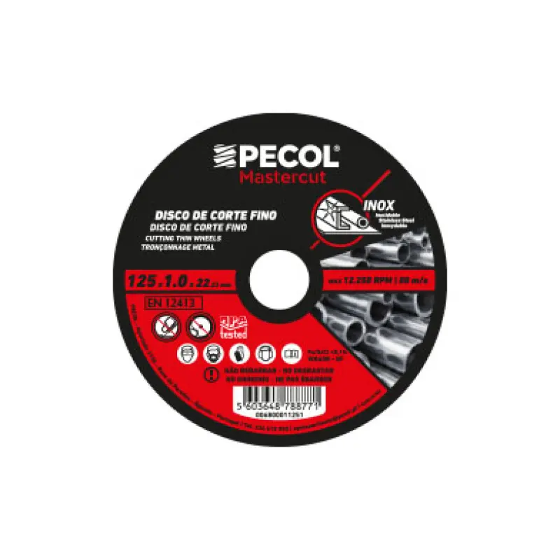 Disco de Corte Fino Inox MASTERCUT 125x1 - PECOL Disco de Corte Fino Inox MASTERCUT 125x1 - PECOL
