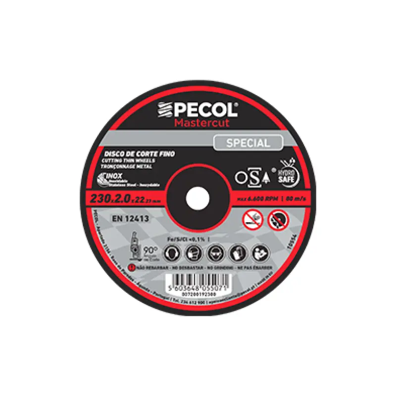 Disco de Corte Fino Inox Special 230x2,0 - PECOL Disco de Corte Fino Inox Special 230x2,0 - PECOL