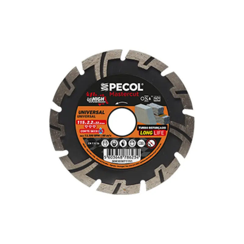 Disco Diamantado Turbo Reforçado MasterCut High Performance 115 - PECOL Disco Diamantado Turbo Reforçado MasterCut High Performance 115 - PECOL