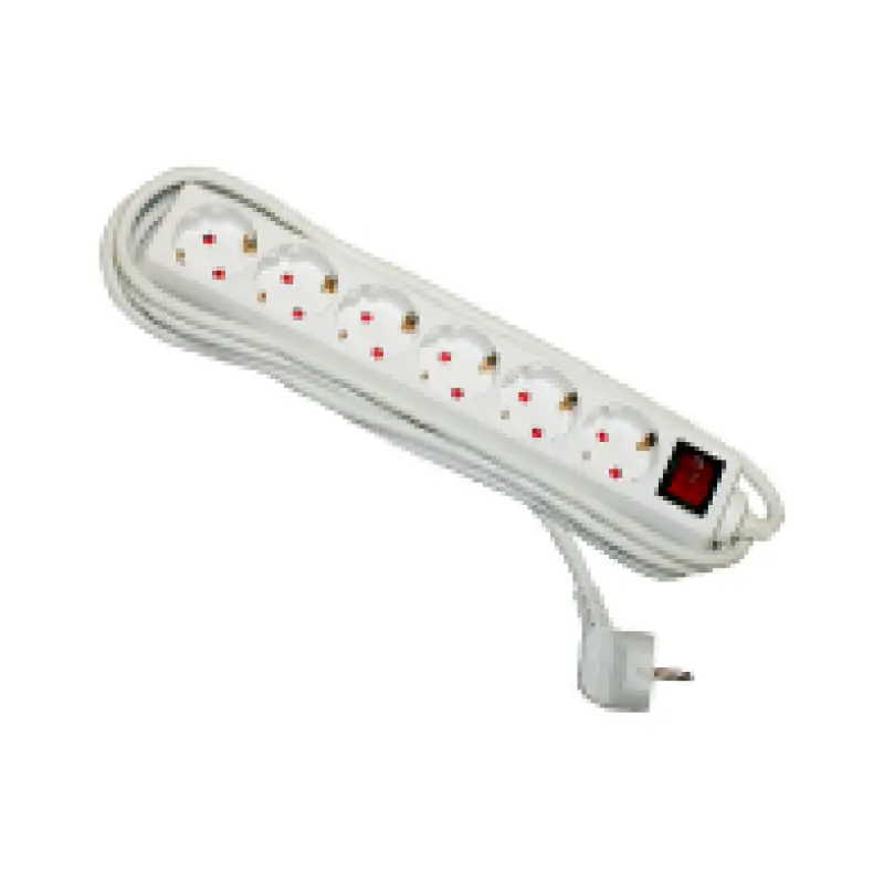 Extensão eléctrica sextupla c/ interruptor 5Mt x 1,5mm PECFIX Extensão eléctrica sextupla c/ interruptor 5Mt x 1,5mm PECFIX