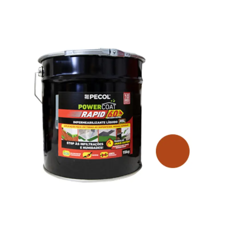 Impermeabilizante Líquido 15Kg PowerCoat RAPID Terracota PECOL Impermeabilizante Líquido 15Kg PowerCoat RAPID Terracota PECOL