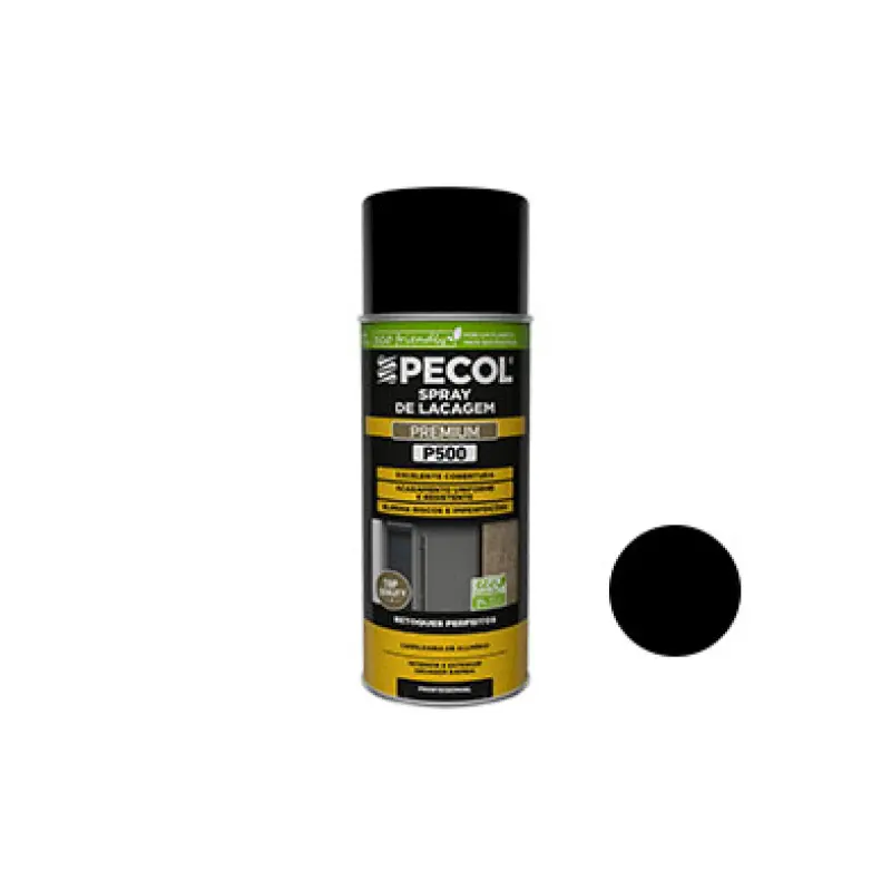 Spray Lacagem Alumín. P500 Preto 9005 PECOL Spray Lacagem Alumín. P500 Preto 9005 PECOL