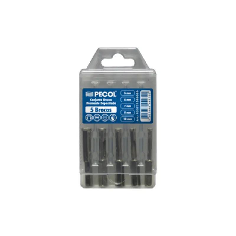 Caixa 5 Brocas Diam. Electr. (5, 6, 7, 8 e 10mm) Caixa 5 Brocas Diam. Electr. (5, 6, 7, 8 e 10mm)