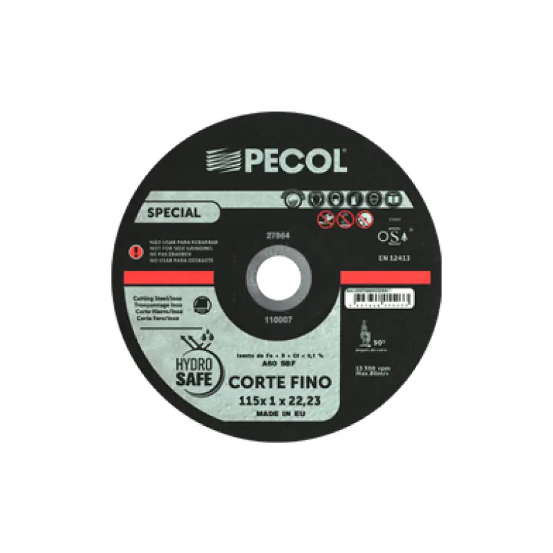 Disco de Corte Fino Inox Special 115x1 - PECOL (Cx. Plast.) Disco de Corte Fino Inox Special 115x1 - PECOL (Cx. Plast.)