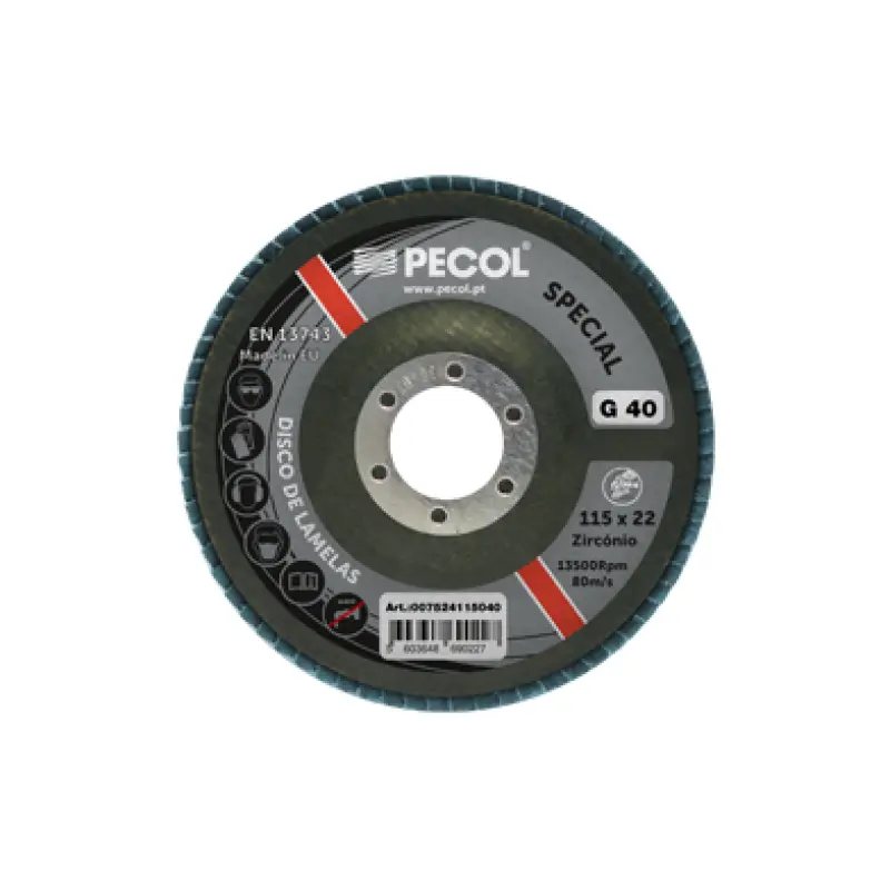 Disco Lamelas Zircónio Special 125x40 PECOL Disco Lamelas Zircónio Special 125x40 PECOL