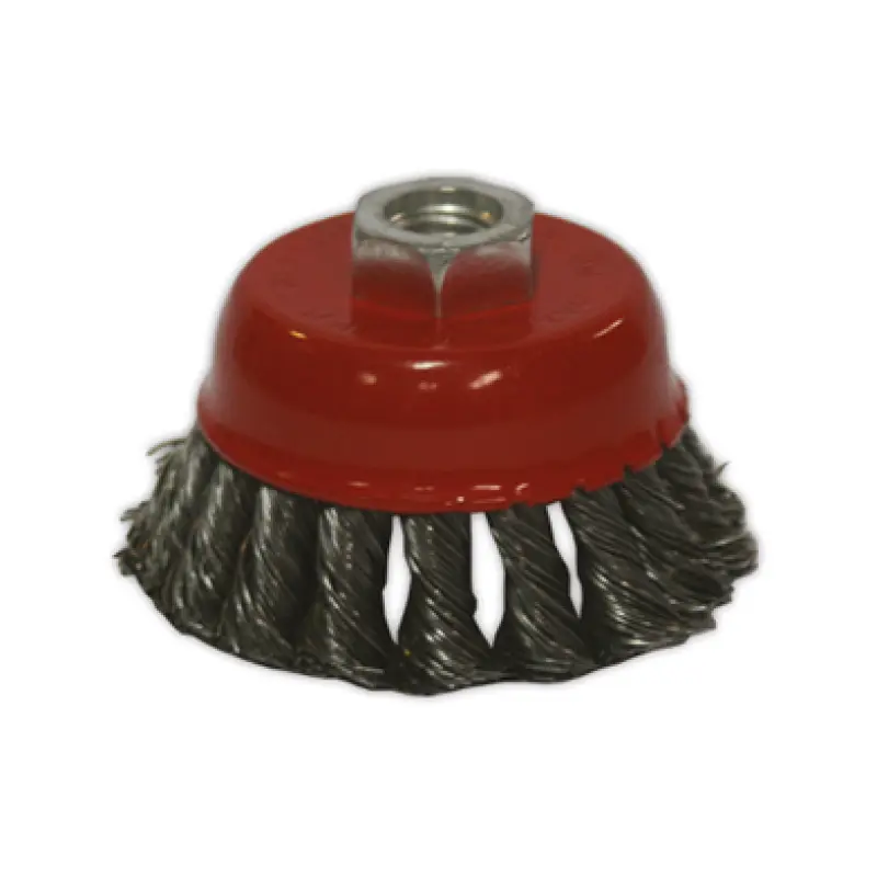 Escova Copo Entrançada 75, aço 0,5mm, Enc. M14 Escova Copo Entrançada 75, aço 0,5mm, Enc. M14