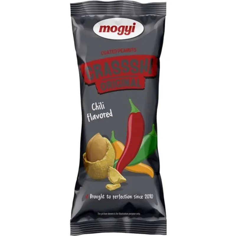 AMENDOIN ASSADO C/SABOR A CHILI MOGYI 60GRS AMENDOIN ASSADO C/SABOR A CHILI MOGYI 60GRS