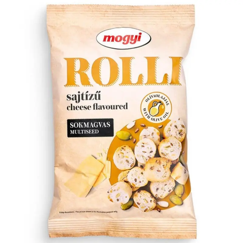 MINI TOSTA COM CEREAIS E SABOR QUEIJO MOGYI ROLLI 65GRS MINI TOSTA COM CEREAIS E SABOR QUEIJO MOGYI ROLLI 65GRS