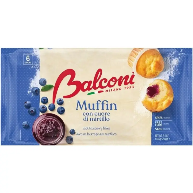 BALCONI MUFFIN C/ RECHEIO DE MIRTILO 258GRS BALCONI MUFFIN C/ RECHEIO DE MIRTILO 258GRS