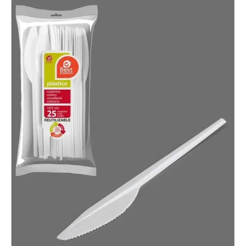FACAS BRANCAS PLASTICO REUTILIZAVEL P-25 16.50CM REF.730056 FACAS BRANCAS PLASTICO REUTILIZAVEL P-25 16.50CM REF.730056