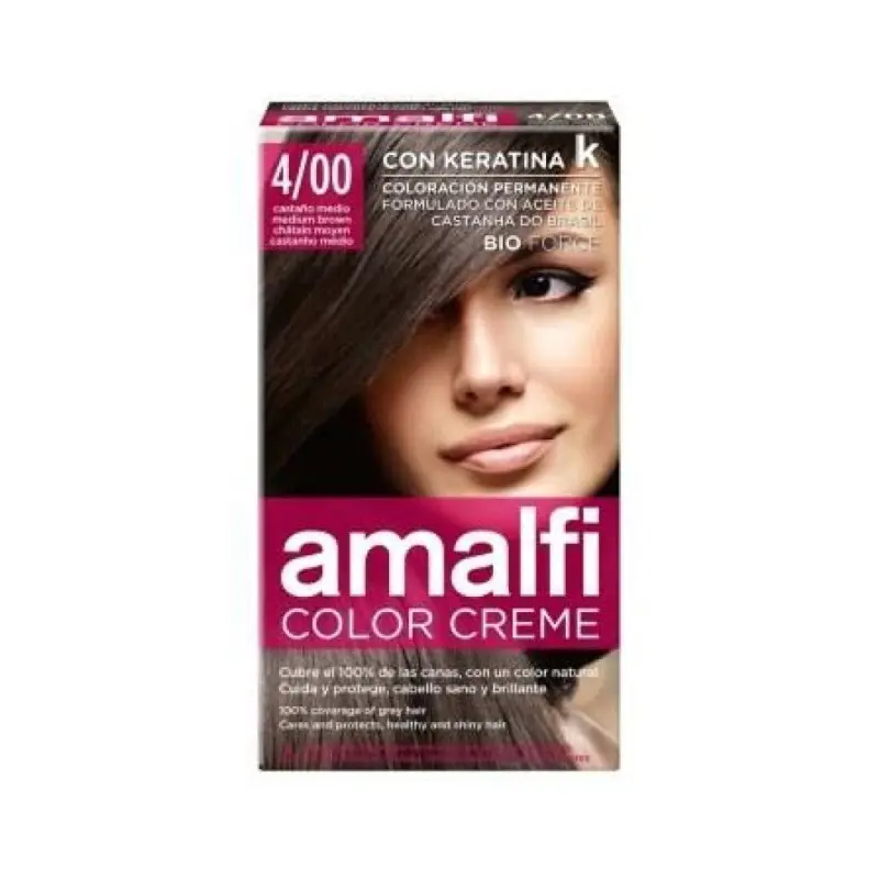 AMALFI TINTA CABELO CASTANHO MEDIO Nº4/00 50ML AMALFI TINTA CABELO CASTANHO MEDIO Nº4/00 50ML - SM-41.4664