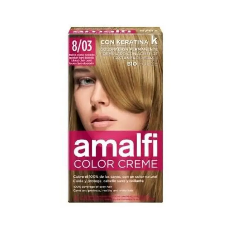 AMALFI TINTA CABELO LOURO CLARO DOURADO Nº8/03 50ML AMALFI TINTA CABELO LOURO CLARO DOURADO Nº8/03 50ML - SM-41.4677