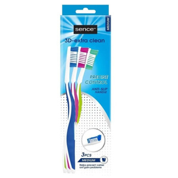 SENCE CONJ.12PACKS C/3 ESCOVAS DENTES MEDIO 12*3UN