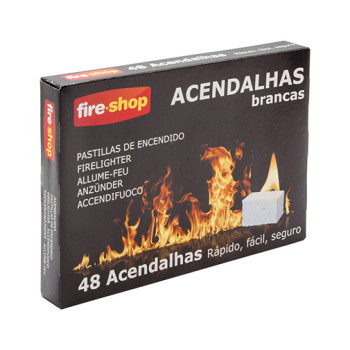 Acendalhas brancas Fireshop 48 cubos 220 g Acendalhas brancas Fireshop 48 cubos 220 g