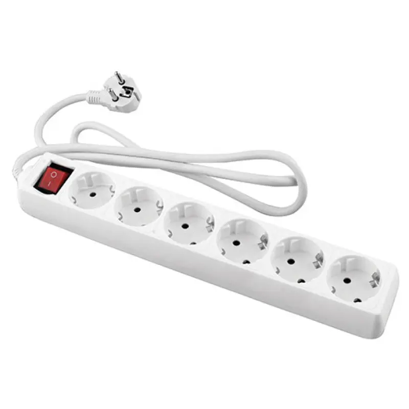 Bloco 6 tomadas Norteli com interruptor luminoso e cabo 5 m Bloco 6 tomadas Norteli com interruptor luminoso e cabo 5 m