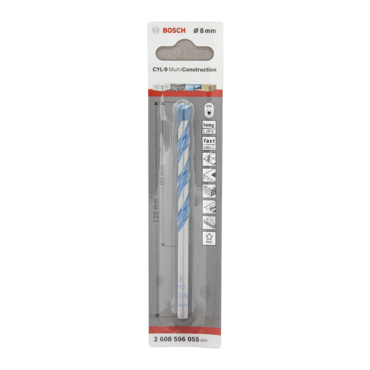 Brocas multifunções CYL-9 Multi Constrution 8 mm x 80/120 mm Brocas multifunções CYL-9 Multi Constrution 8 mm x 80/120 mm