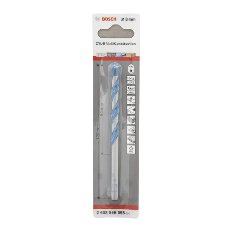 Brocas multifunções CYL-9 Multi Constrution 8 mm x 80/120 mm Brocas multifunções CYL-9 Multi Constrution 8 mm x 80/120 mm