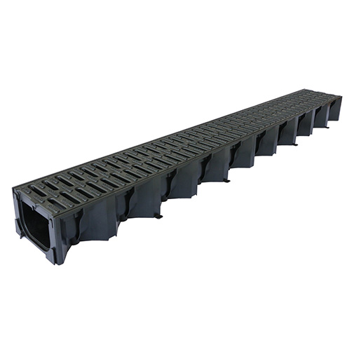 Canal plástico Aco Hexaline A15 com grelha galvanizada