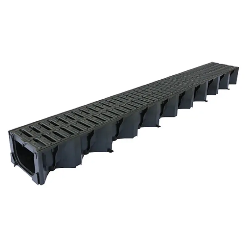 Canal plástico Aco Hexaline A15 com grelha galvanizada Canal plástico Aco Hexaline A15 com grelha galvanizada